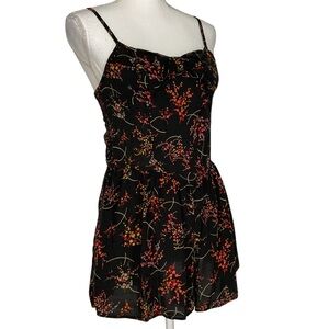 XHILARATION / Black & Floral Print Romper / Medium